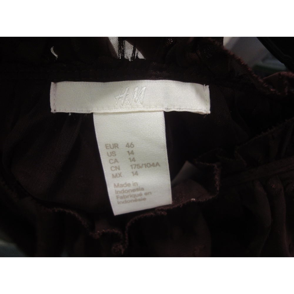 H&M‎ Maroon Sheer dress with attached slip long sleeves size 14 NWT - Picture 5 of 12